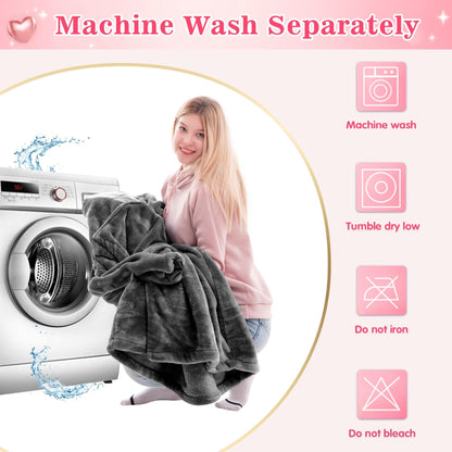 Waitu Wearable Blanket Sweatshirt Gifts for Women and Men, Warm and Cozy Giant Blanket Hoodie, Thick Flannel Blanket with Sleeves and Giant Pocket - Dark Gray