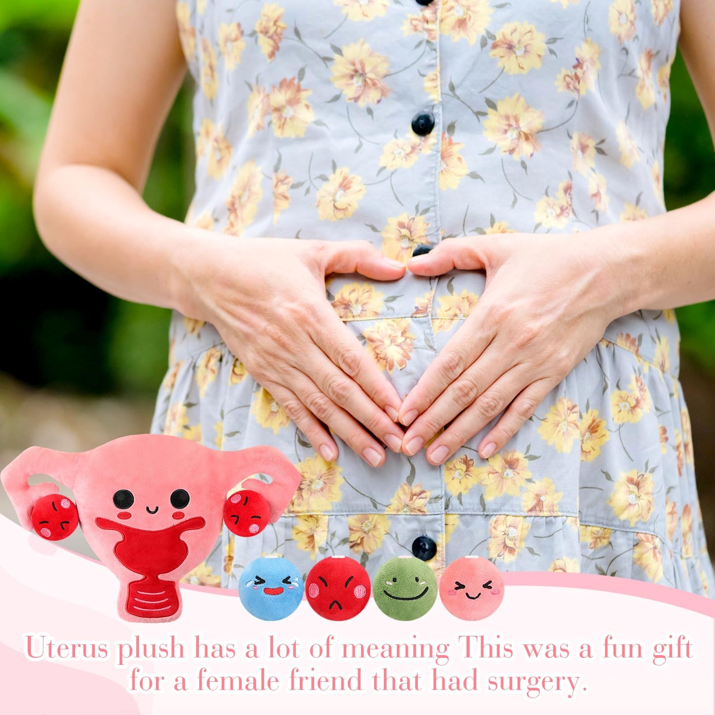 Gemscream 9.8 Inch Uterus Plush Hysterectomy Recovery Gift with 4 Funny Ovarian Follicles for Women, Ob-GYN, Labor and Delivery LPN Nurse Get Well Gifts