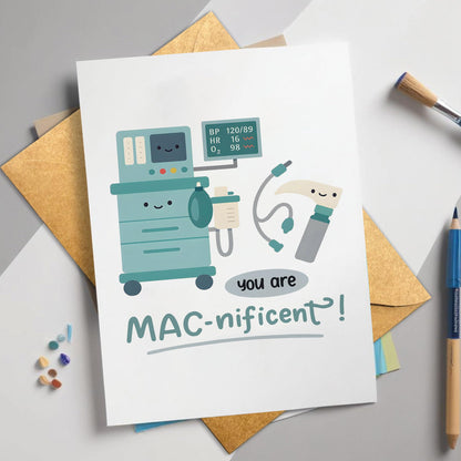 MAC-nificient Birthday Greeting Card, Gift for Anesthesiologist, Husband, Wife, Special Occasion, Celebrate Expertise, Humor, Appreciation for Care and Work
