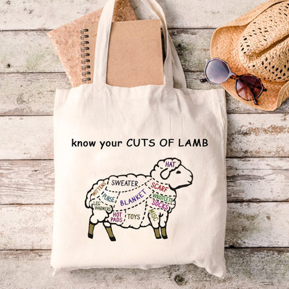 XYANFA Lamb Knitting Tote Bag - Gift for Knitter & Sheep Lover