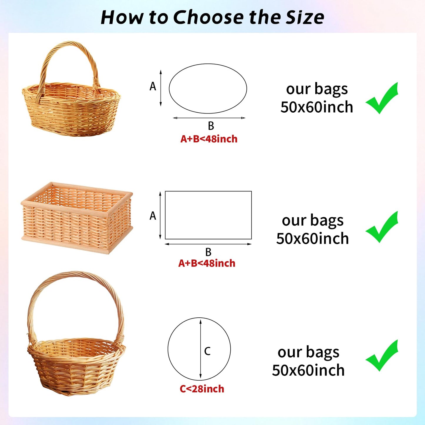 woric 6PCS Jumbo Huge Cellophane Gift Bags 50x60 Inch Extra Large Cellophane Wrap for Bathtub Baby Shower Birthday Graduation Gifts Baskets Stuffers
