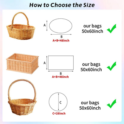 woric 6PCS Jumbo Huge Cellophane Gift Bags 50x60 Inch Extra Large Cellophane Wrap for Bathtub Baby Shower Birthday Graduation Gifts Baskets Stuffers