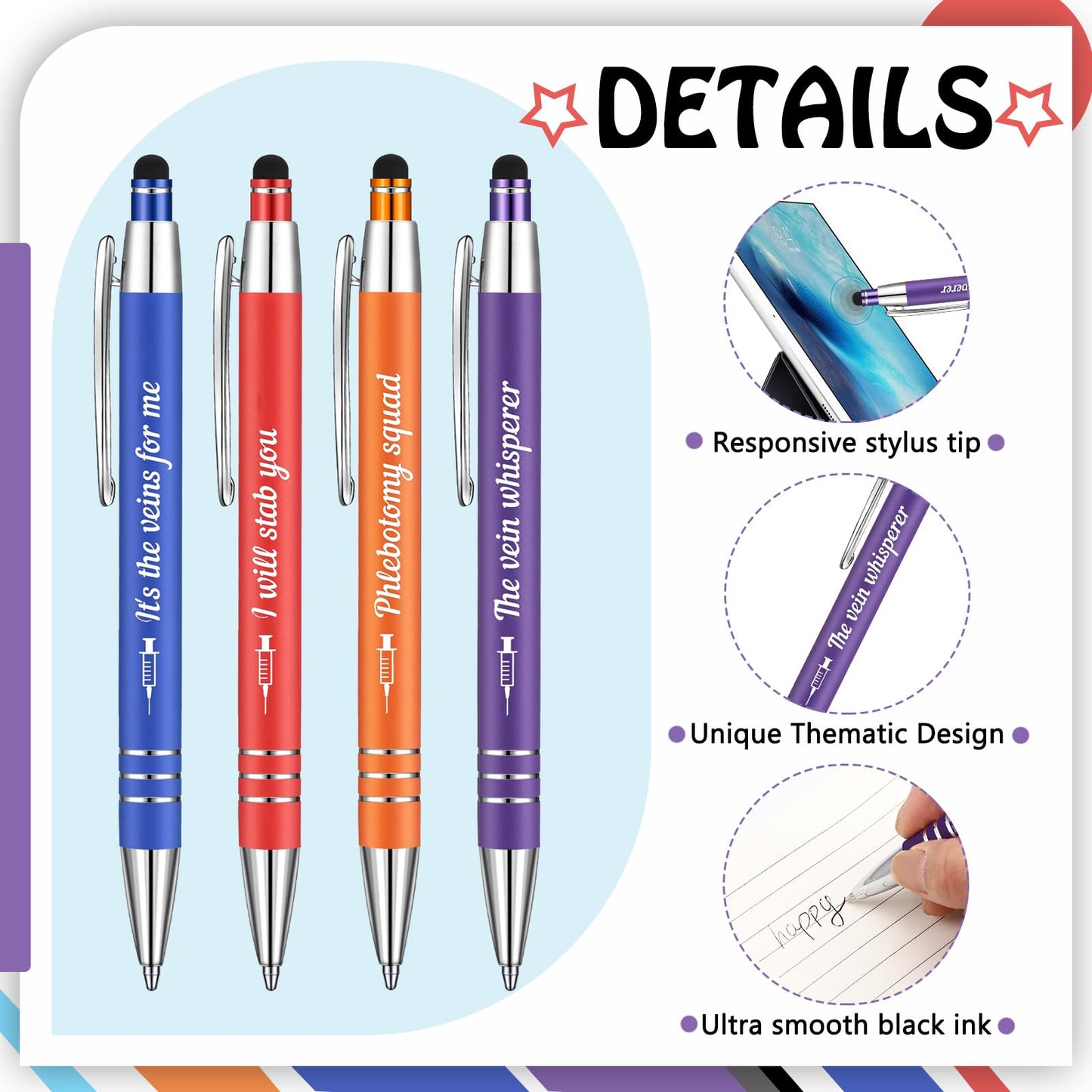 Sayglossy 12 Pcs Phlebotomist Gifts Phlebotomy Pens Bulk Phlebotomist Week Essentials Accessories Graduation Gifts for Nurse Friends Coworkers Nursing Staff Supplies