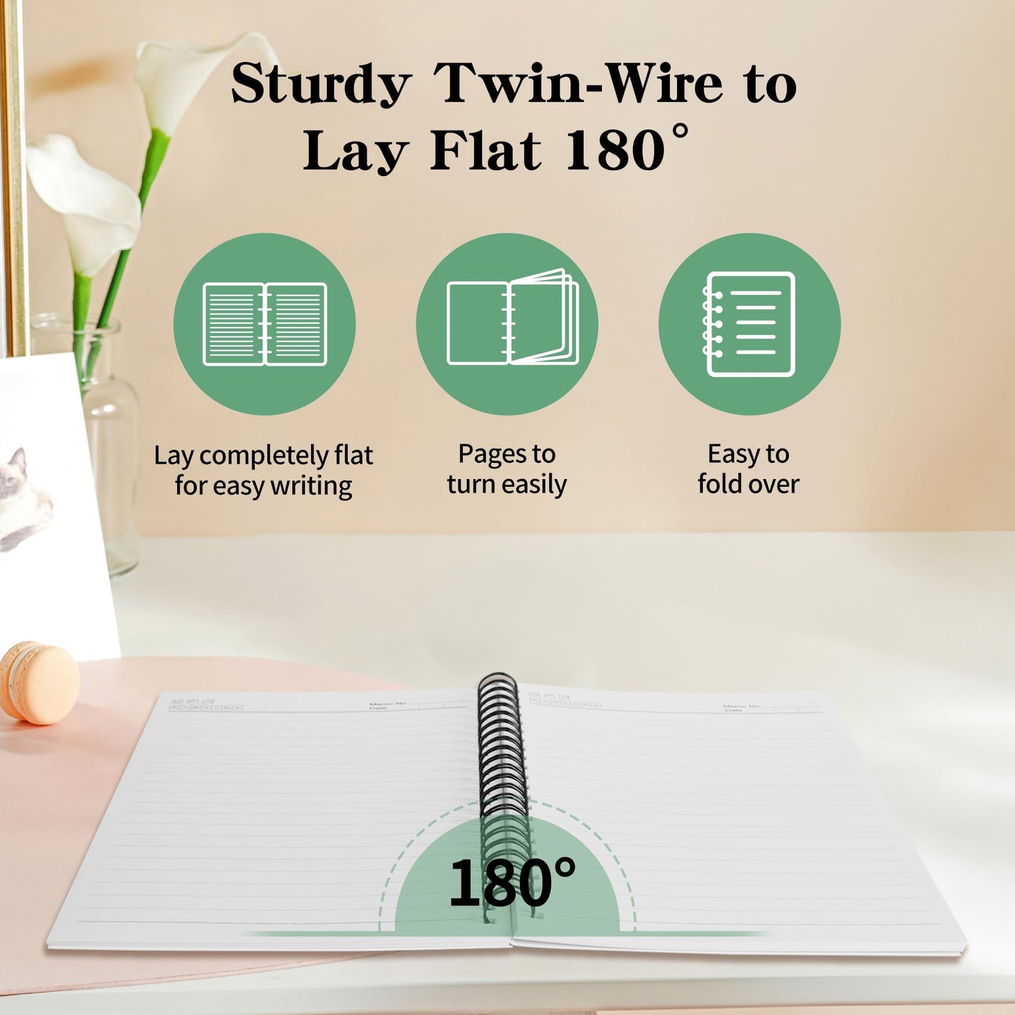 JOHSBYD AKA Sorority Spiral Notebook 2 Pack A5, 1908 Pink and Green Lined Journal for Women, Notebook for Work School Note Taking, AKA Gifts for Sisters Students Teacher (2 spiral-aka love)
