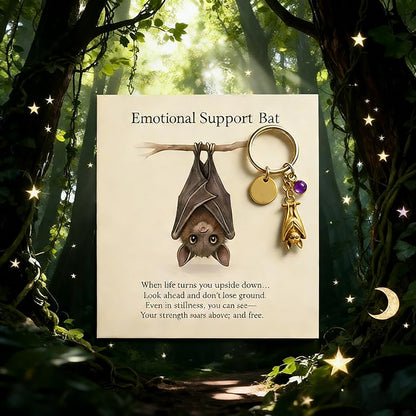 Bat Keychain For Women, Emotional Support Encourage Gothic Animal Metal Cubic Zirconia Charm Gift Accessories
