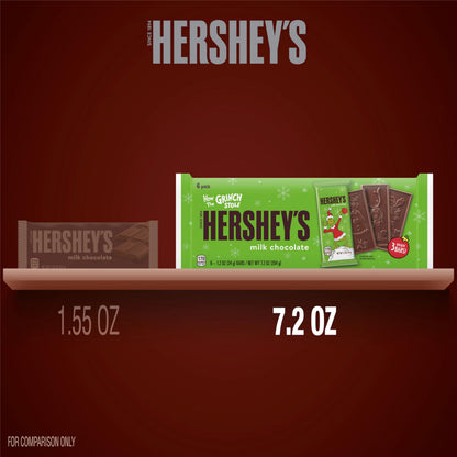 HERSHEY'S Grinch Milk Chocolate, Christmas Candy Bars, 1.2 oz (6 Count)