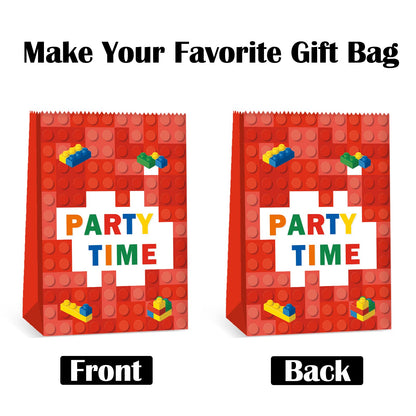 24Pcs Building Block Favor Bags Bricks Candy Treat Paper party Bags Goodie Gift Bags for kids Birthday Party Decoration Supplies