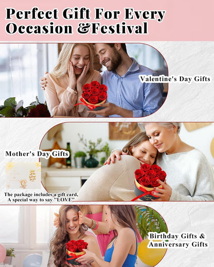 Changshunqi Forever Flowers Preserved Roses in a Box - 7 Preserved Flowers in a Box Last 2-3 Years, Rose Forever Birthday Flower Gifts for Women Her Wife Anniversary Mothers Rose Gift for Her
