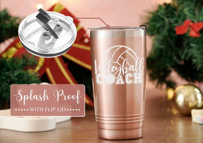 Onebttl Volleyball Coach Gift, Funny Gift Idea for Appreciation, Christmas, Birthday, 20oz Stainless Steel Insulated Travel Mug - RoseGold