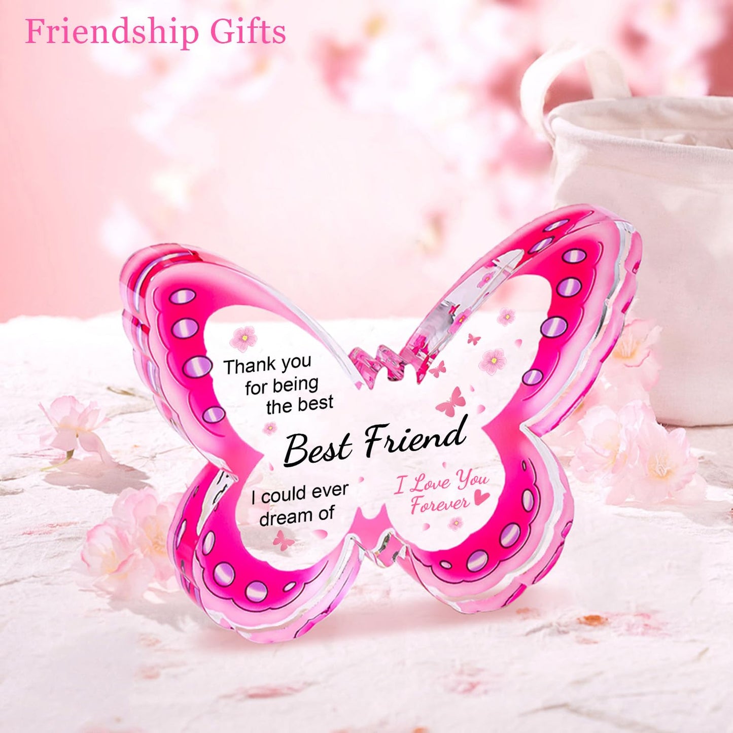 Birthday Gifts for Women, Best Friend Friendship Birthday Gifts for Women Christmas Ideas Funny Friends, Unique Best Bestie Special Decorations - Acrylic Butterfly Plaque 4.33 x 3.26 x 0.47 inch