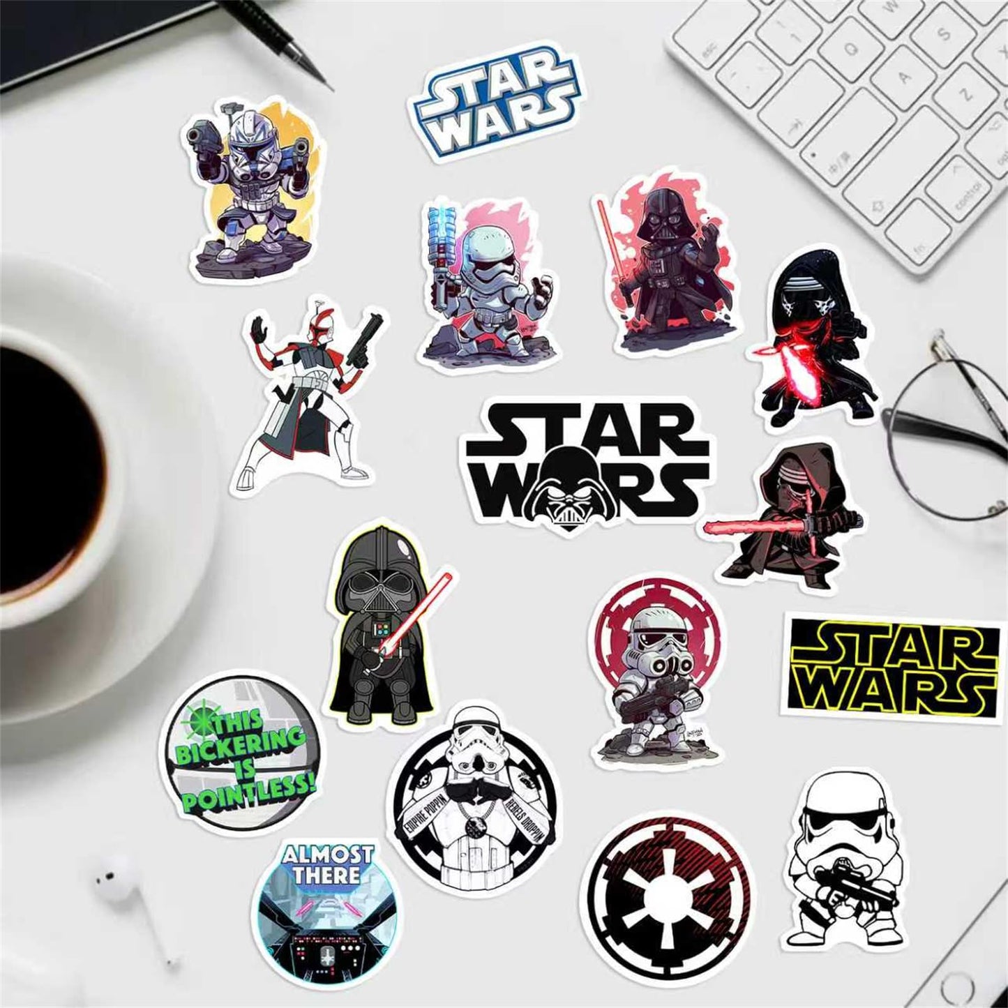 100PCS Star Wars Stickers Water Bottle Stickers Laptop Computer Bedroom Wardrobe Car Skateboard Motorcycle Bicycle Mobile Phone Luggage Guitar DIY Decal