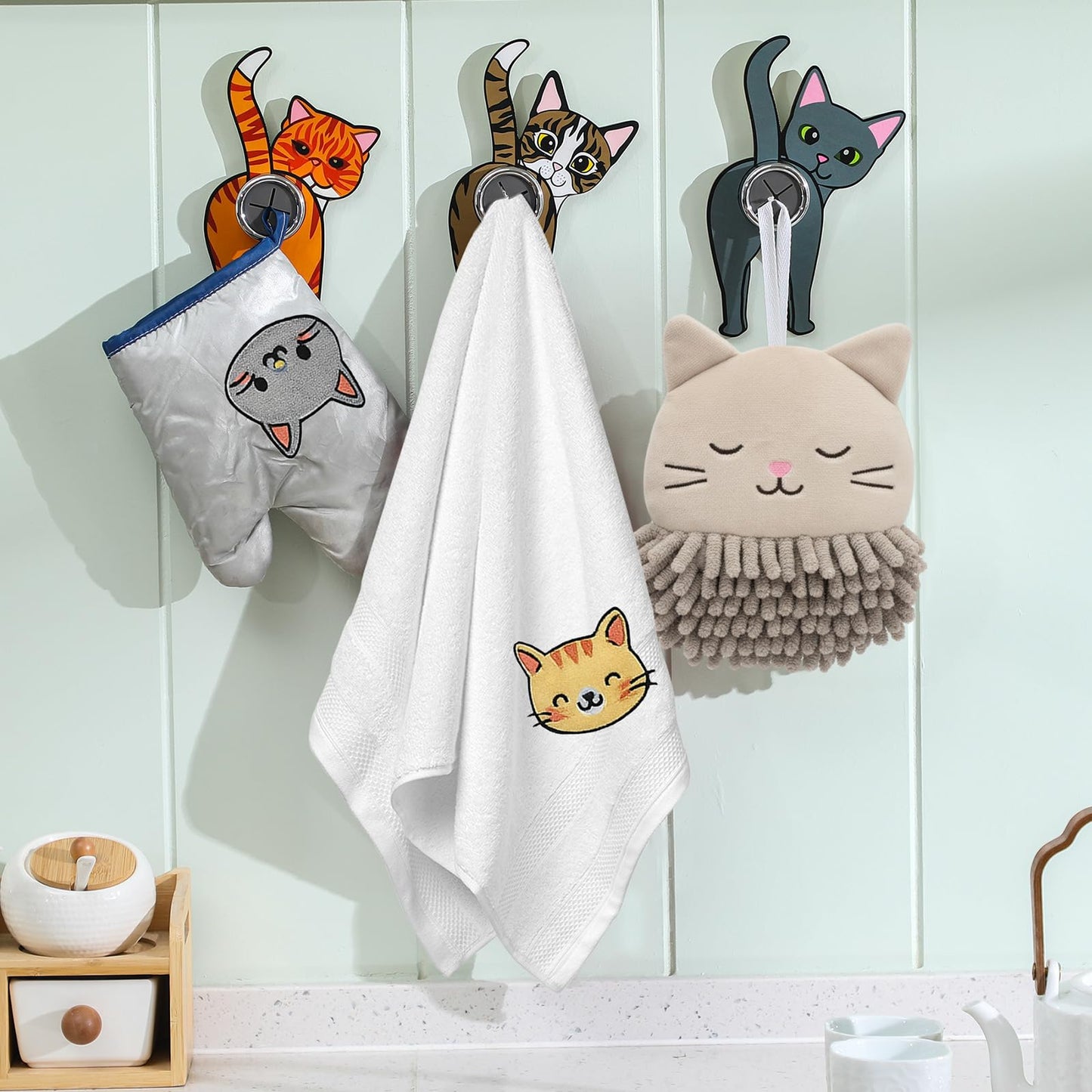 Ceenna 4 Pcs Funny Cat Butt Towel Holder Cat Themed Elephant Gifts for Lovers Cute Kitchen Towel Hook Decorative for Mothers Day Gifts Bathroom Kitchen Housewarming Birthday