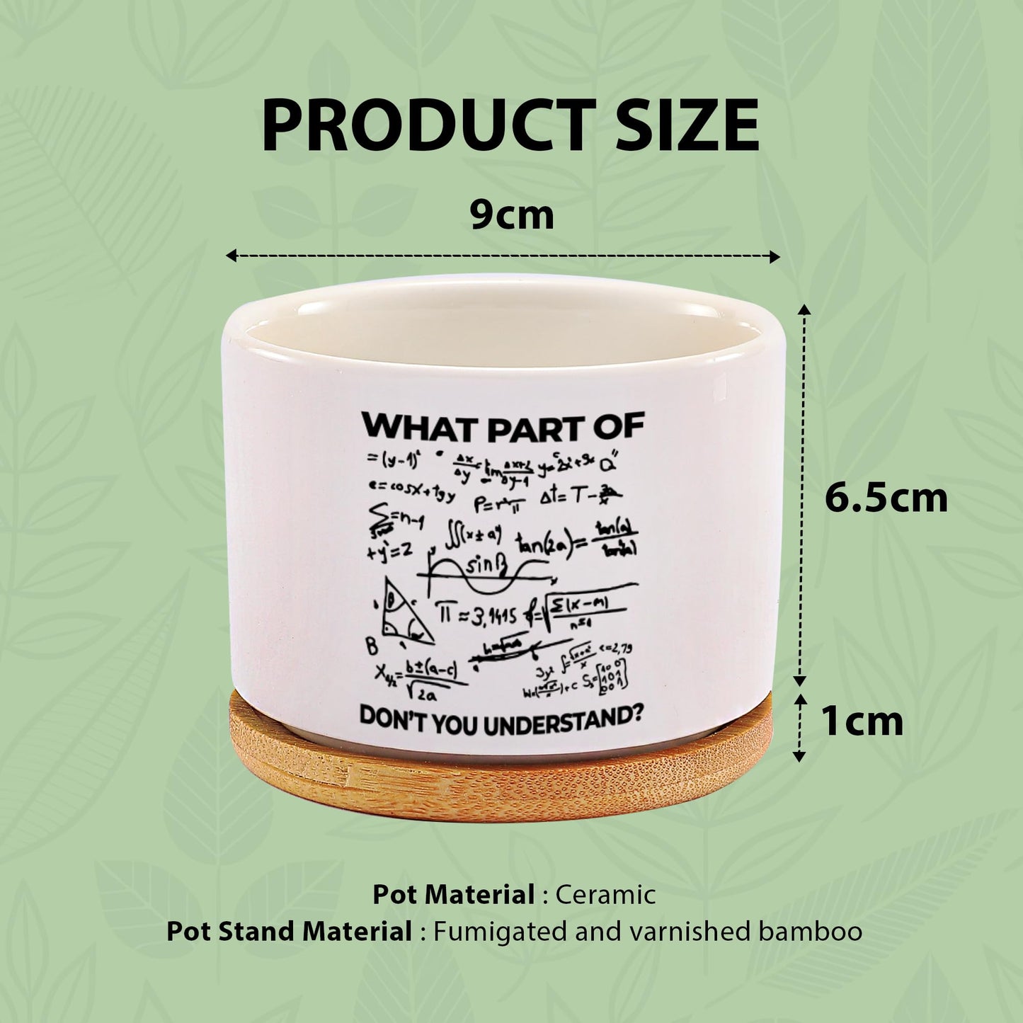 What Part of Don’t You Understand Engineer Ceramic Succulent Plant Pot with Bamboo Tray Round Engineering Gifts for Boyfriend Husband Dad Home Office Decor 3.5 Inch White (No Plants)