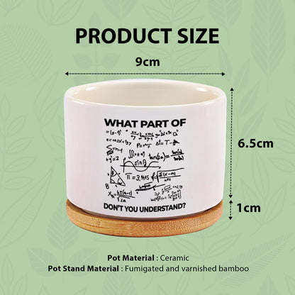 What Part of Don’t You Understand Engineer Ceramic Succulent Plant Pot with Bamboo Tray Round Engineering Gifts for Boyfriend Husband Dad Home Office Decor 3.5 Inch White (No Plants)