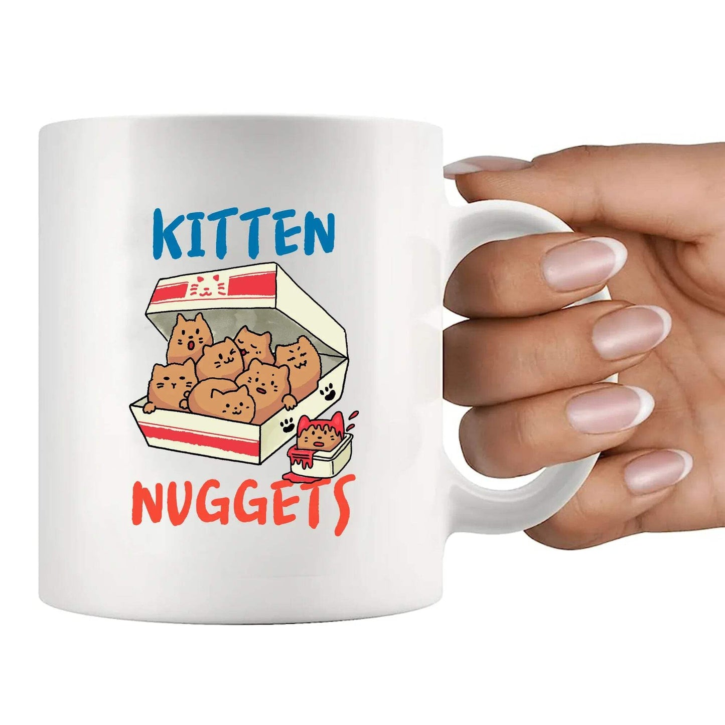 Kitten Nuggets Cat Lover Gifts Cat Mom Dad Girlfriend Boyfriend Sister Brother Novelty Drinkware Ceramic Mug 11 oz White