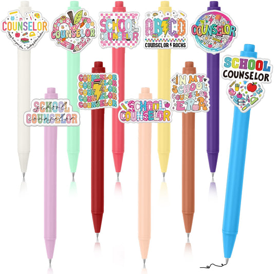 Geyoga 10 Pcs School Counseling Week Pens Teacher Appreciate Gifts School Counseling Appreciation Gift Ballpoint Pens Bulk for Teacher Gifts Favor Party Supplies