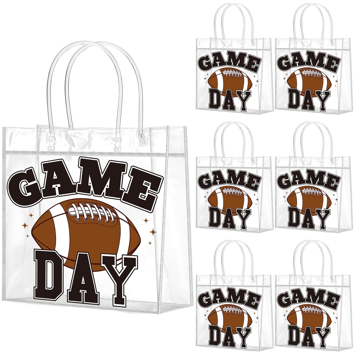 Wesnoy 20 Pcs Football Party Favor Football Goodie Gifts Bags with Handles Reusable Sport Themed Treat Bags for Candy Birthday Party Supplies 8 x 8 x 3.15''