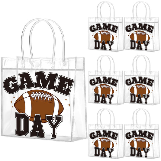 Wesnoy 20 Pcs Football Party Favor Football Goodie Gifts Bags with Handles Reusable Sport Themed Treat Bags for Candy Birthday Party Supplies 8 x 8 x 3.15''