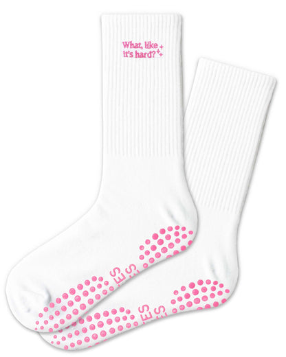 Cute Pilates Grippy Socks, Pink Pilate Gifts for Women, Crew Grip Socks for Studio Pilate.
