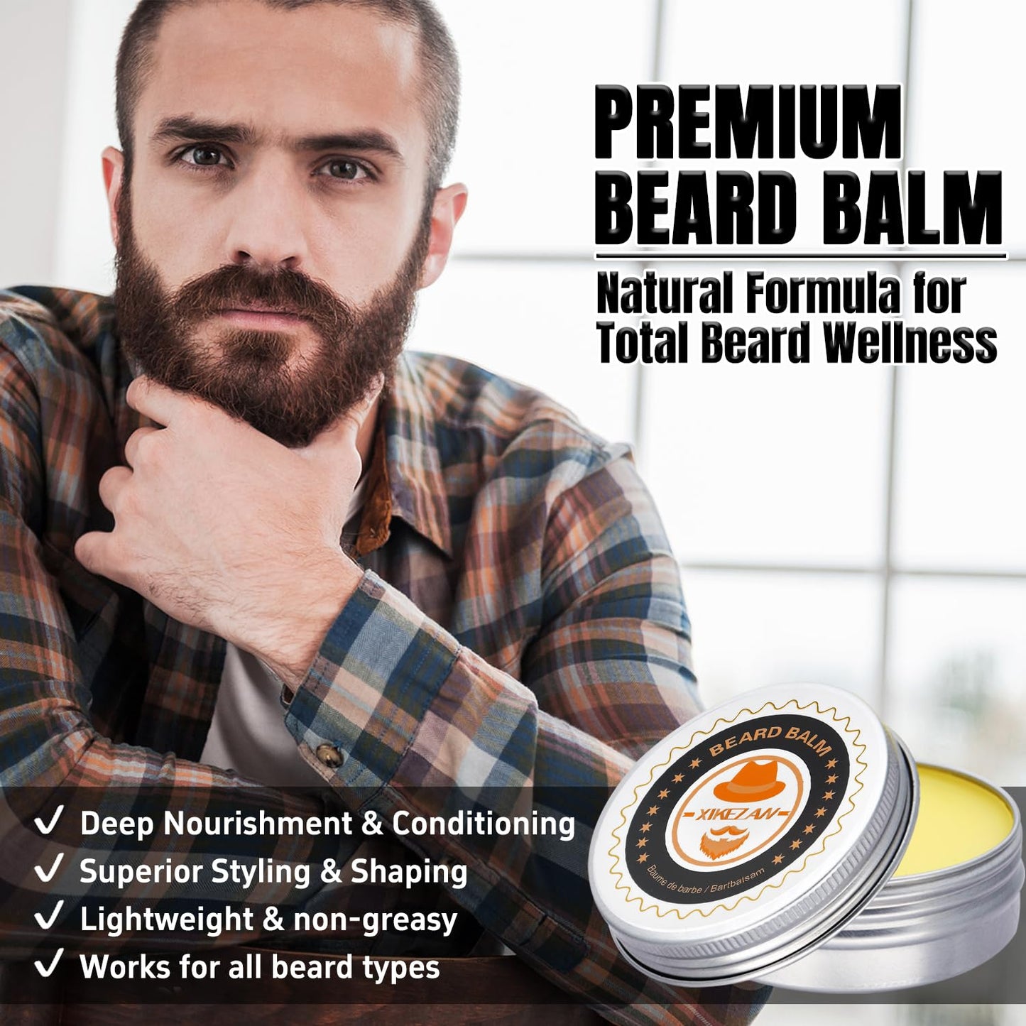 XIKEZAN Fathers Day Gifts for Dad Husband,Beard Kit Gifts for Men Grooming & Care w/Beard Conditioner, Wash,Oil,Balm,Birthday Valentines Easter Gifts for Mens Him Boyfriend Christmas Stocking Stuffers