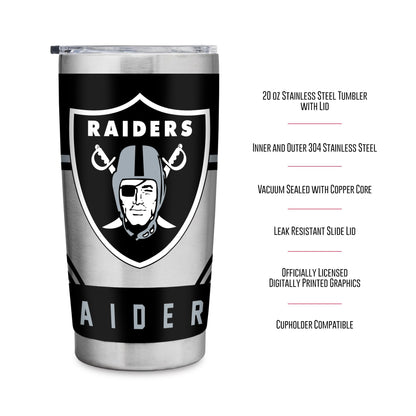 Rico Industries NFL Football 20oz Stainless Steel Tumbler with Lid - Great For Coffee, Tea, Water or Cocktails