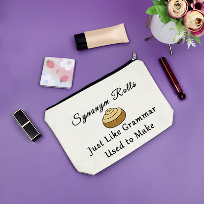 Sazuwu Grammar Teacher Appreciation Makeup Bag Funny Gifts for English Teachers Cosmetic Bag Graduation Birthday Gift Travel Pouch