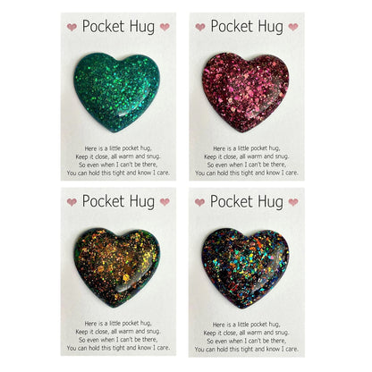 4 Pack Pocket Hug Heart Token With Greeting Card - Pocket Hug Cards Keepsake Gifts - Hug Miss You Birthday Wedding Valentines Mothers Day Gifts for Mom Women