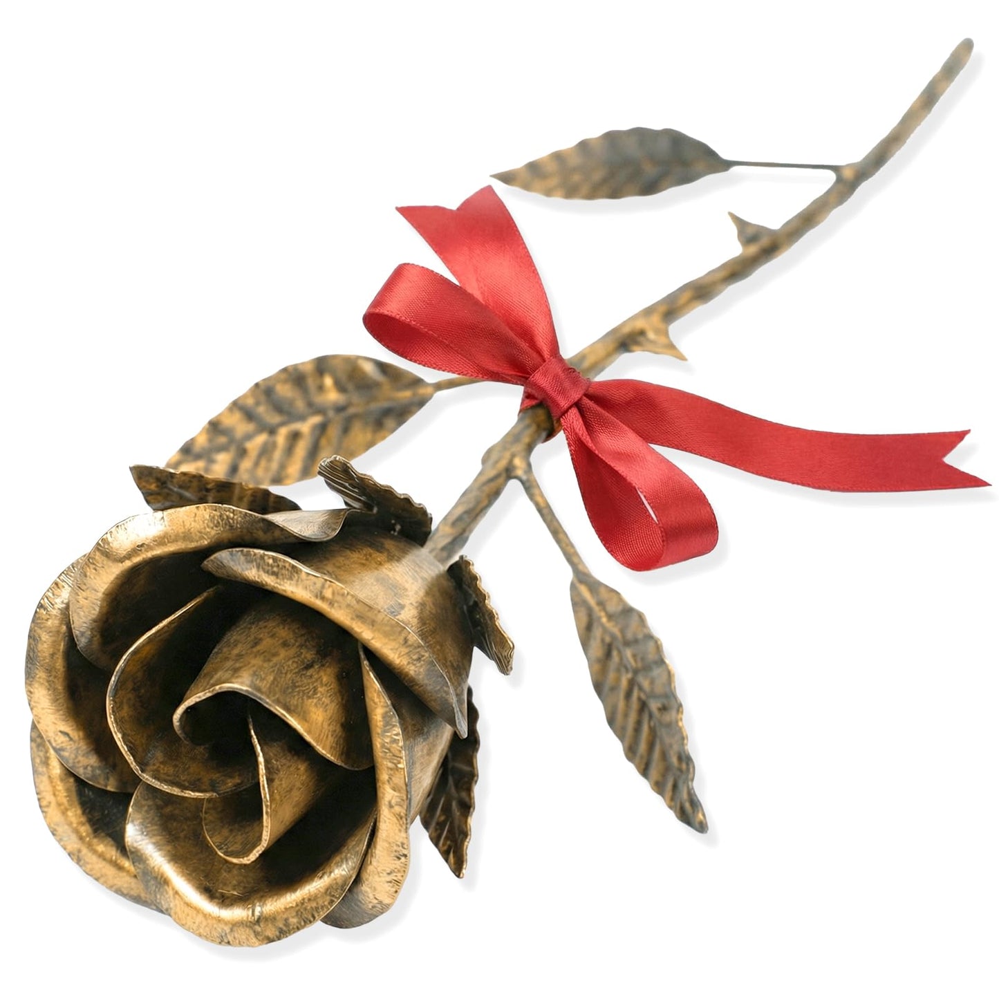 Handmade Bronze Rose - 8th & 19th Anniversary Wedding Gift for Wife - Solid Metal Flower Keepsake, 8 Year & 19 Year Wedding Anniversary Couples Gift