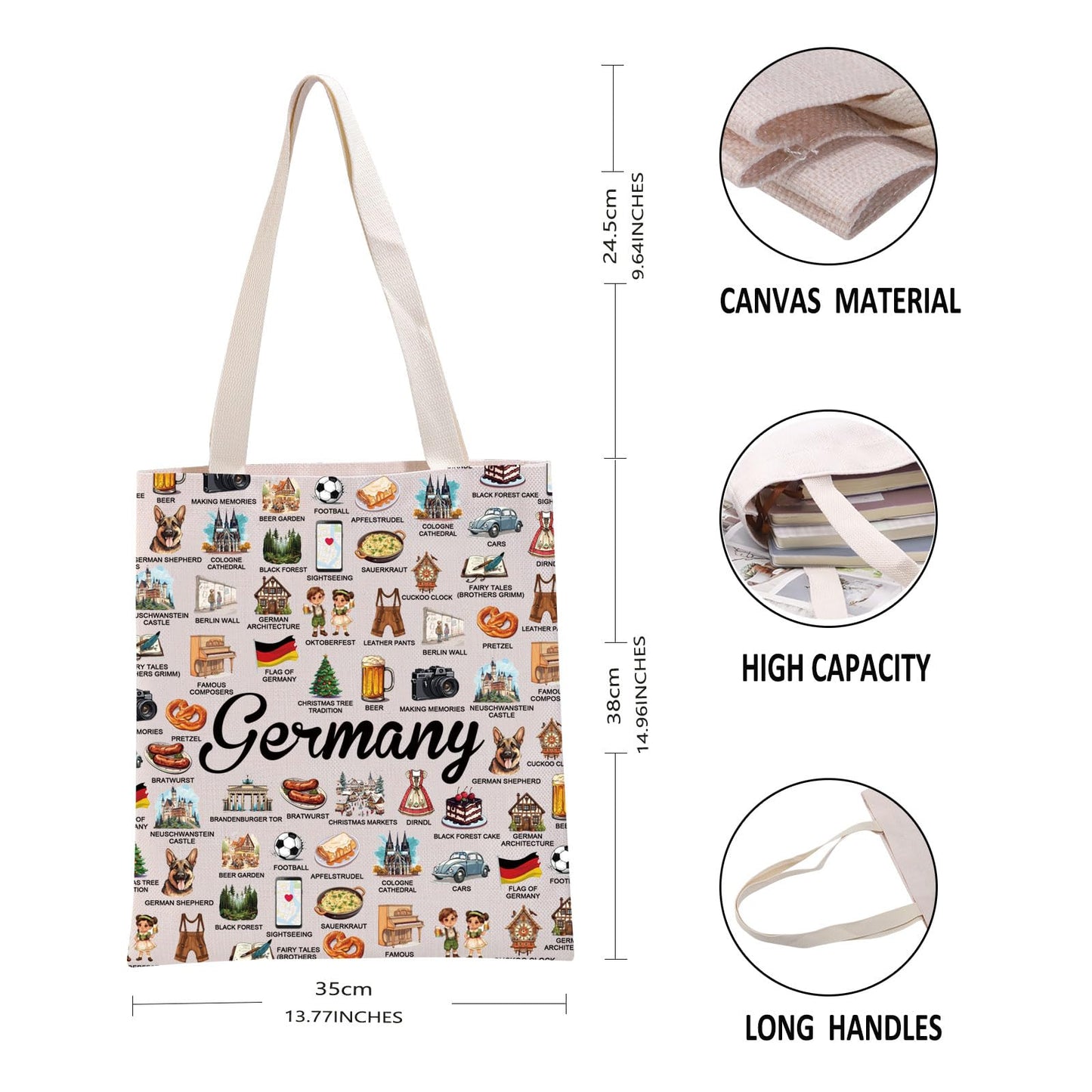 G2TUP Germany Lover Gift Germany Travel Tote Bag German Culture Handbag Germany Tourism Gift German Lover Gift