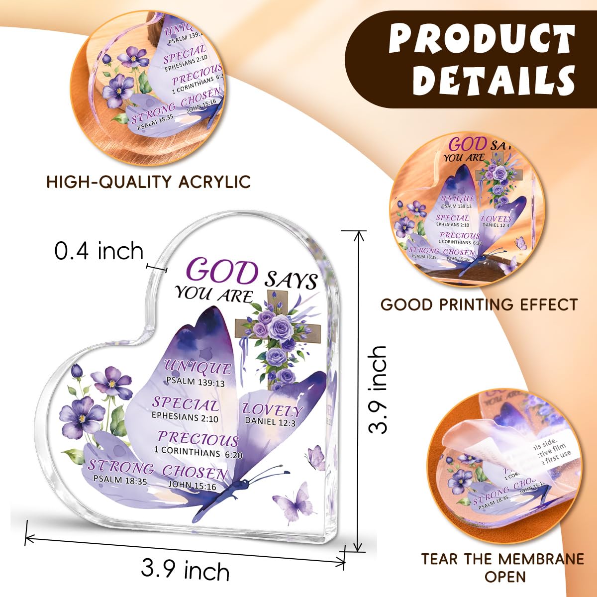 Christian Mothers Day Gifts Butterfly Gifts for Women Adults Spiritual Gift for Women Acrylic Butterfly Baptism Gift for Adults Easter Presents for Womens Religious Desk Decor