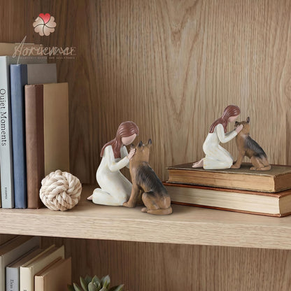 Storieme German Shepherd Gifts for Women: Pet Loss Sympathy Bereavement Remembrance Memorial Gift Angel of Friendship Black Dog Figurines for Dogs Lovers (5.4" x 4.3")