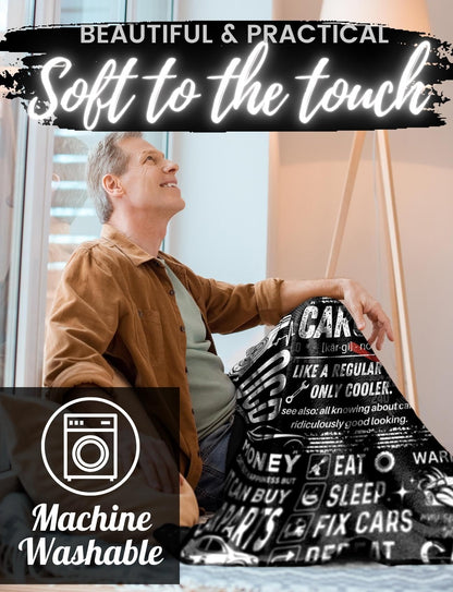 Huglanket Car Guy Gifts Throws for Men, Flannel Blanket for Car Lovers Mechanics, Enthusiasts - Birthday, Christmas, Retirement Gift (50"x 65") - Definition