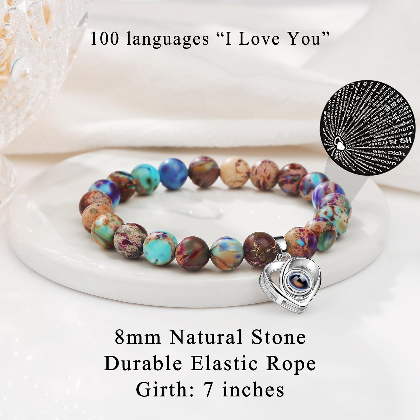 JoycuFF Gifts for Women 𝟭𝟬𝟬 𝗟𝗮𝗻𝗴𝘂𝗮𝗴𝗲𝘀 𝗜 𝗟𝗼𝘃𝗲 𝗬𝗼𝘂 𝗕𝗿𝗮𝗰𝗲𝗹𝗲𝘁 Anniversary Mothers Day Christmas Birthday Gifts for Daughter Granddaughter Sister Niece Girlfriend Wife Women