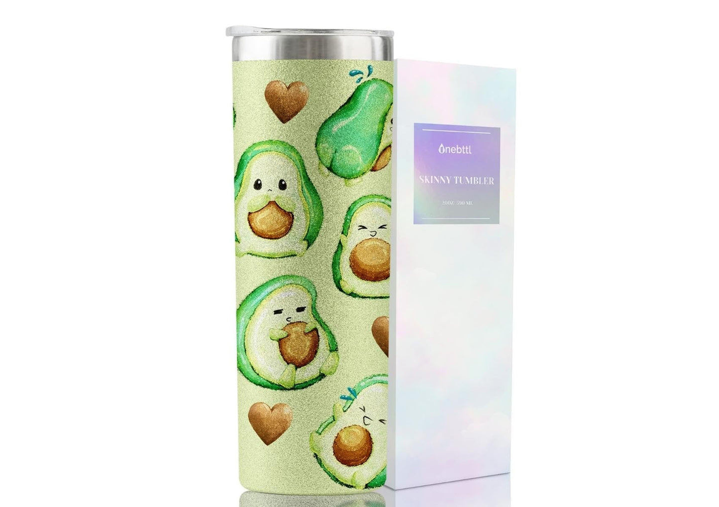 Onebttl Avocado Gifts for Women, Cute Avocado Tumbler Coffee Mug Unique Birthday Christmas Cup for Her 20oz Cute Avocado