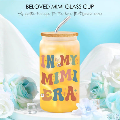 Mimi Gifts for Grandma Mimi Birthday Gifts from Grandkids Grandma Present Box for Christmas, Birthday Gift Set Ideas for Women from Grandson, Granddaughter, Grandchildren with Tote Bag, 16oz Glass Cup