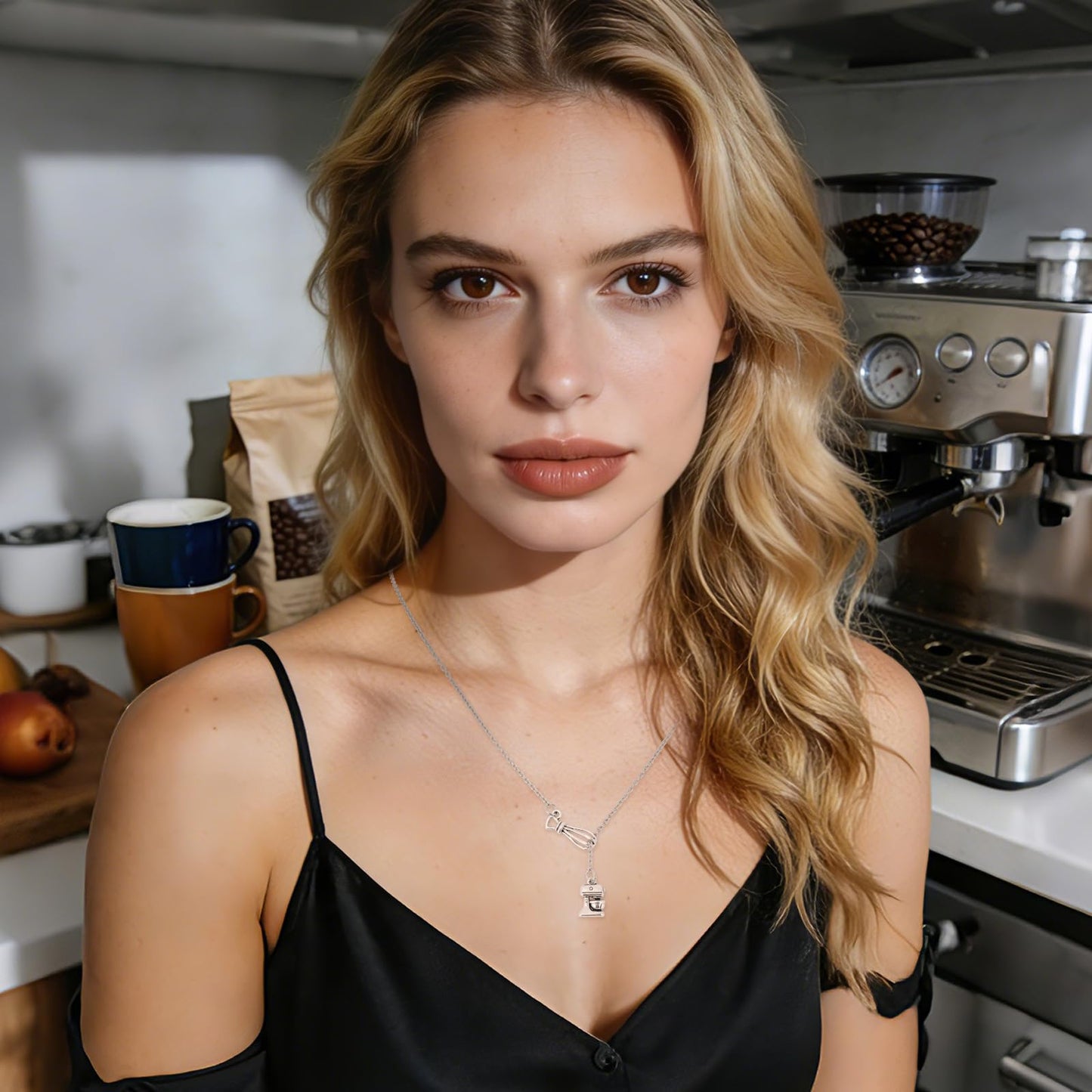 Mikovivi Baking Necklace for Women, 32.5cm/12.8 Inch Chef Gifts Jewelry Baker Necklace Charm for Female Bakers Gift Baking-Themed Party