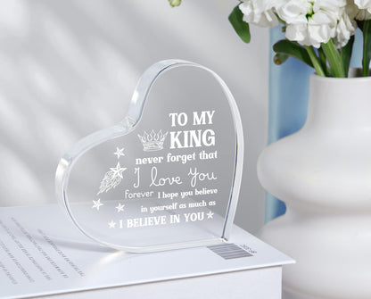 Gifts for Him Boyfriend, Mens Gifts, Anniversary I Love You Gifts for Him, Men's Heart Shaped Acrylic Block -Fathers Day Birthday Gifts for Boyfriend Husband