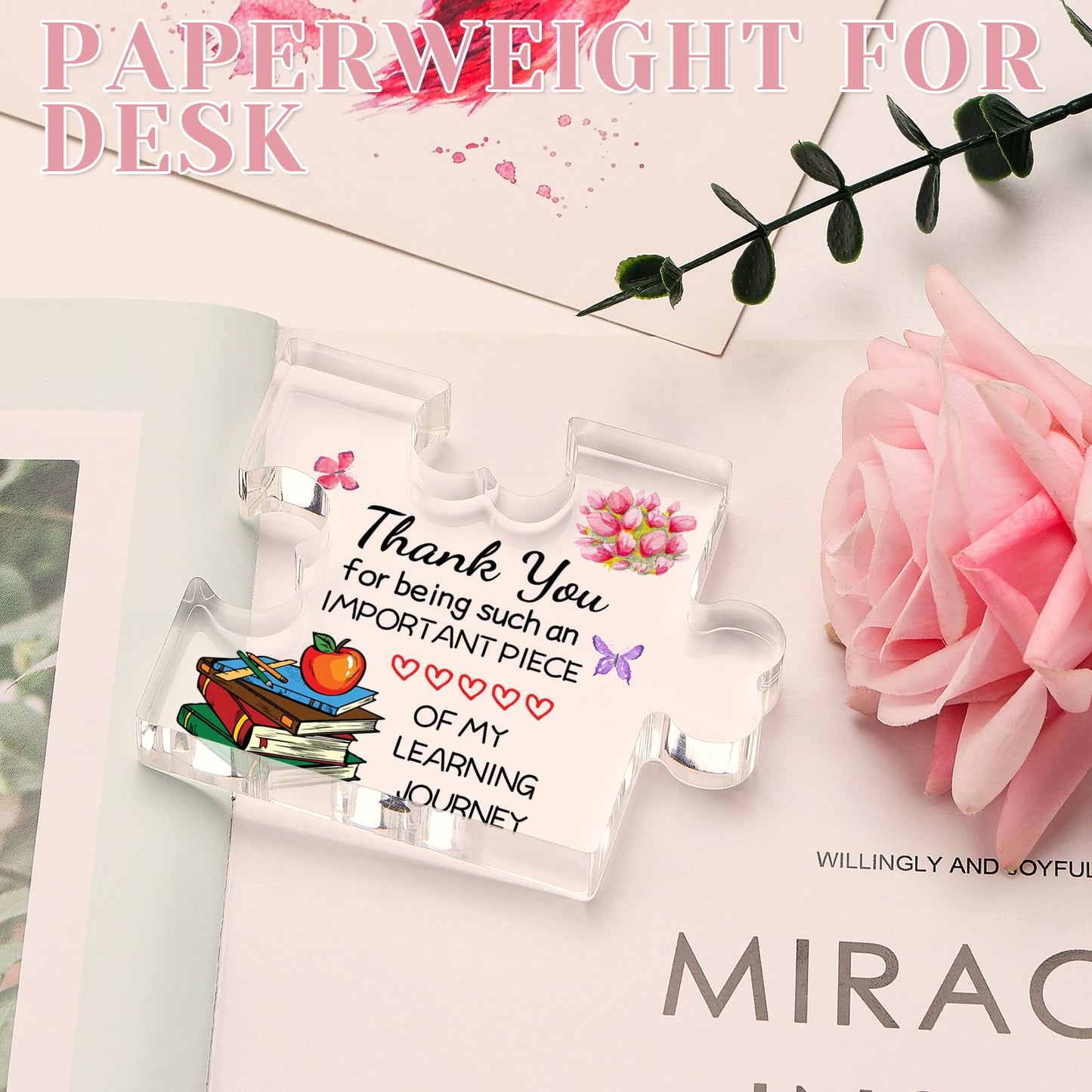 Funnli Teacher Gifts, Teacher Appreciation Gifts Acrylic Plaque, Appreciation Valentines Day Christmas Thank You Graduation Gifts for Women Teacher Principal Classmate Study Partner Roommate