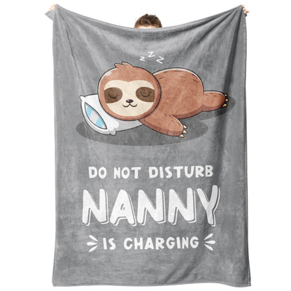 Nanny Gifts for Birthday, Nanny is Charging Blanket, Mothers Day Birthday Gifts for Nannie from Grandkids, Super Soft Throws Blanket for Nannie Nana Grandma, 60"x50"