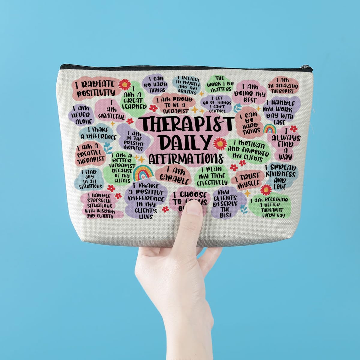 Azteoiz Therapist Gifts Inspirational Therapist Makeup Bag Cosmetic Bag Mental Health Gifts Teacher Gifts Birthday Graduation Retirement Thank You Gifts for Women Her Therapist Makeup Zipper Pouch
