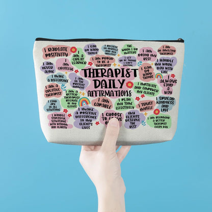 Azteoiz Therapist Gifts Inspirational Therapist Makeup Bag Cosmetic Bag Mental Health Gifts Teacher Gifts Birthday Graduation Retirement Thank You Gifts for Women Her Therapist Makeup Zipper Pouch