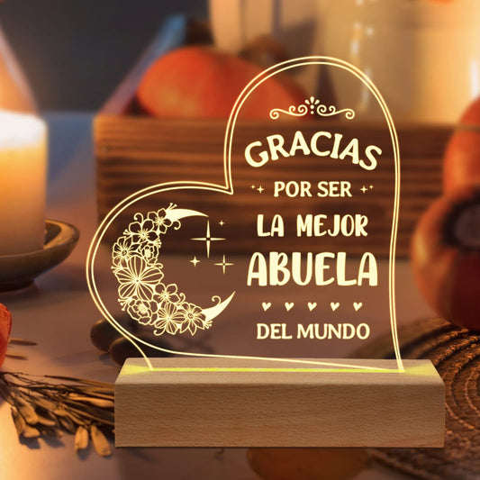 GiltGlimmer Abuela Gifts, Birthday Gifts for Grandma in Spanish, Regalos para Abuela Engraved Acrylic Night Light, Spanish Grandma Birthday Gifts, Gifts for Abuela from Grandchildren