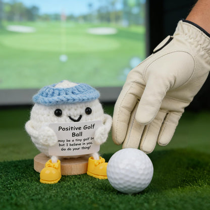 Fathers Day Golf Gifts, Funny Positive Golf Ball, Crochet Golf Ball with 30 Replaceable Cards & Removable Base, Funny Emotional Support Presents for Dad, Men, Women, Golfer Home Office Desk Decor