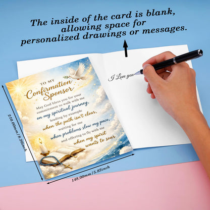 FrereFeter Confirmation Sponsor Card, Confirmation Sponsor Thank You Gifts for Women Men, Christian Catholic Gifts for Godmother Godfather, Sponsors Appreciation Gifts from Teen girls boys