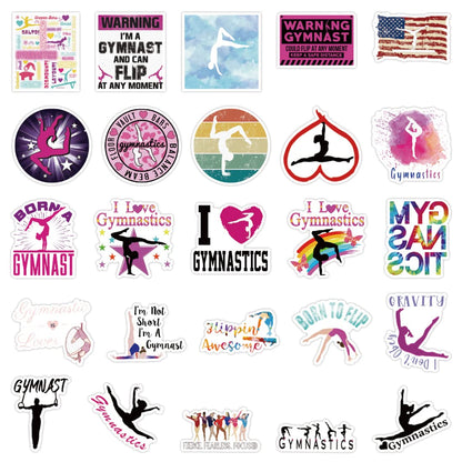 100 PCS Gymnastics Stickers, Gymnastics Gifts Stickers for Laptop, Water Bottles, Luggage, Computer, Cell Phone