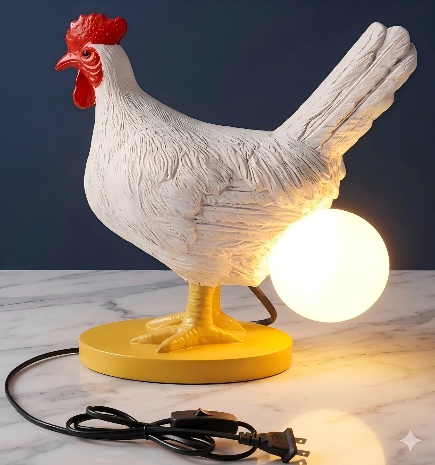 Funny Chicken Night Light Lamp – Rooster Laying Egg Light, Farmhouse Table Decor, Unique Gift for Chicken Lovers (Includes Bulb)