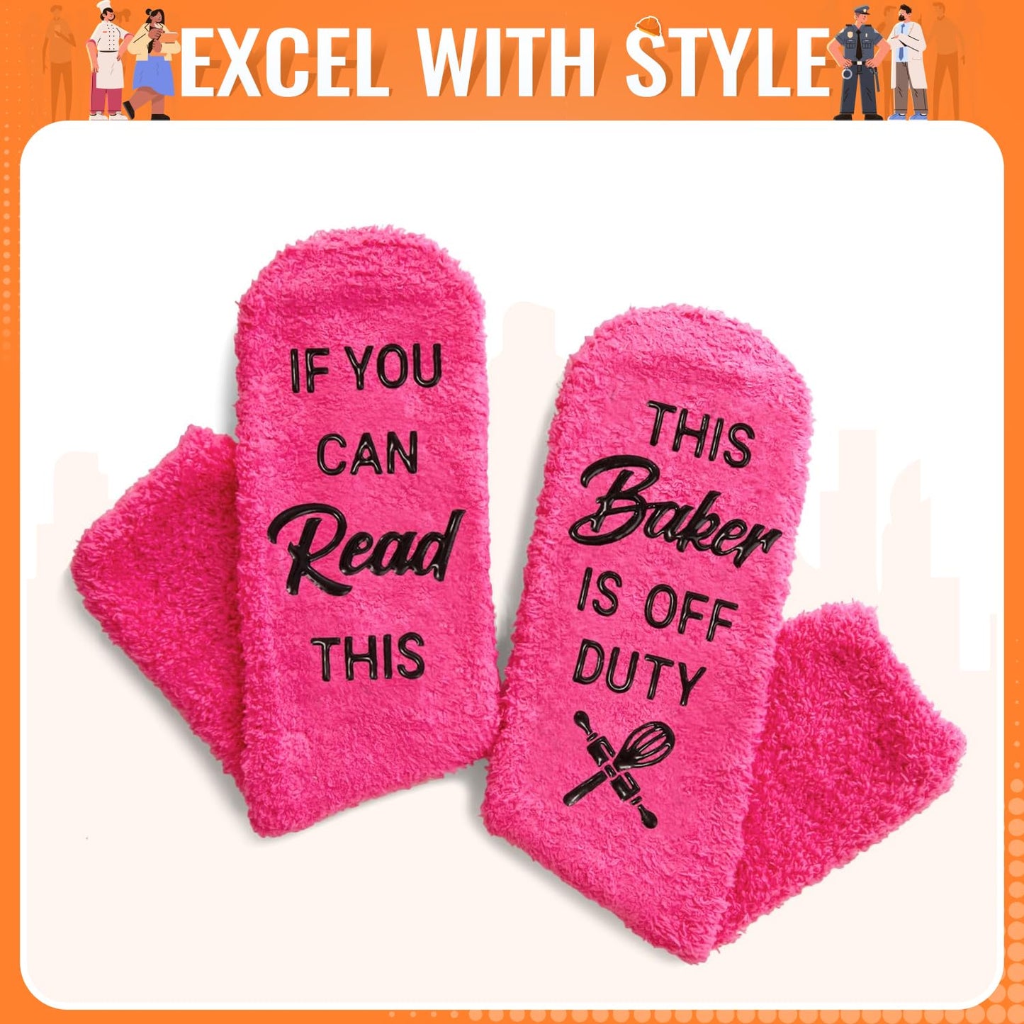 HAPPYPOP Baker Gifts for Women - Pastry Socks 'Lets Get Baked', Baking Socks for Women