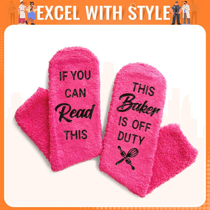 HAPPYPOP Baker Gifts for Women - Pastry Socks 'Lets Get Baked', Baking Socks for Women