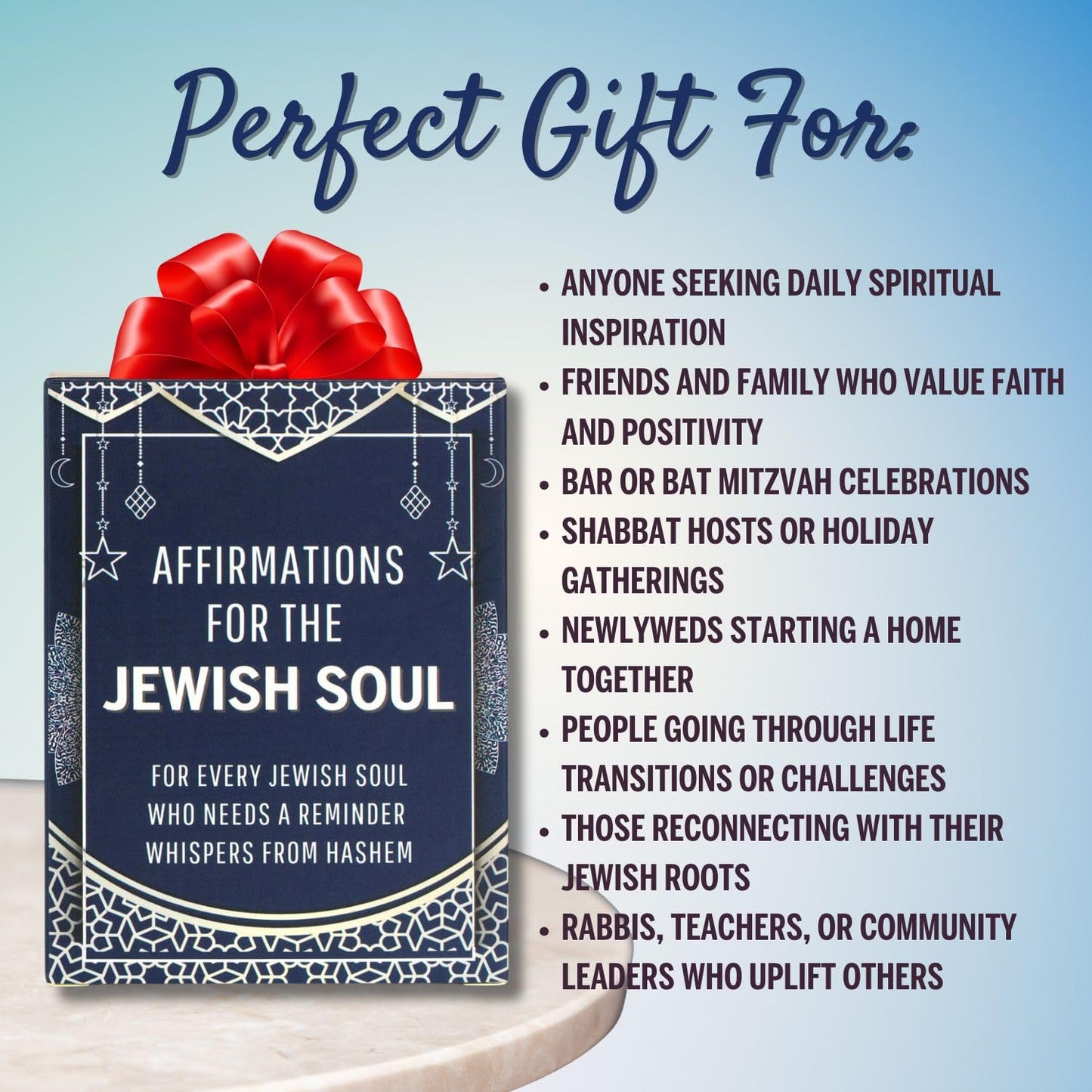 Isaac Liev Positive Jewish Affirmation Cards for Men & Women Kids & Teens– 50 Spiritual Daily Affirmation Quotes Card Deck – Meaningful Jewish Gifts Judaica Gift for Friend, Shabbot Host & Holidays
