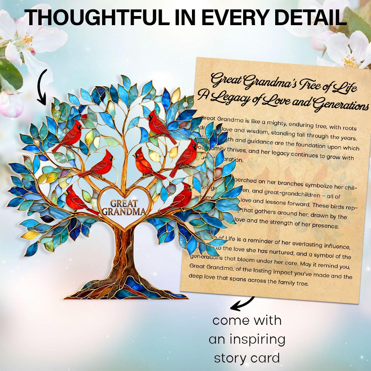 Great Grandma Tree of Life Acrylic Ornament, Gift for Great Grandmother, Tree of Life Acrylic Ornament with Gift Card for Mom and Grandma